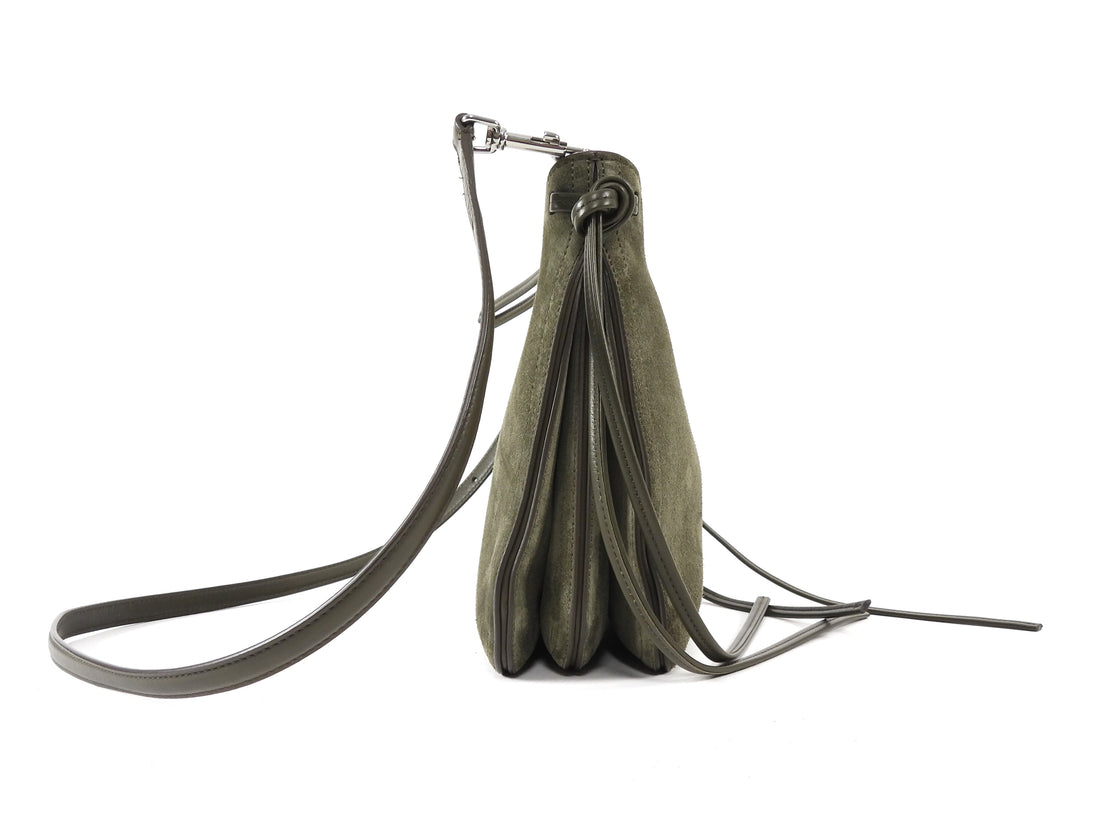 Phoebe Philo Dark Olive Green Small Gig Suede Shoulder Bag