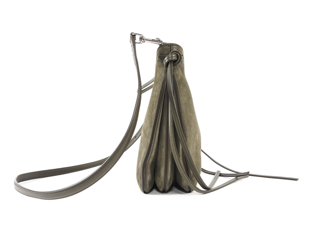 Phoebe Philo Dark Olive Green Small Gig Suede Shoulder Bag