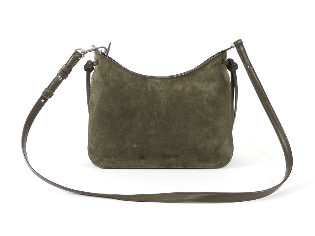 Phoebe Philo Dark Olive Green Small Gig Suede Shoulder Bag