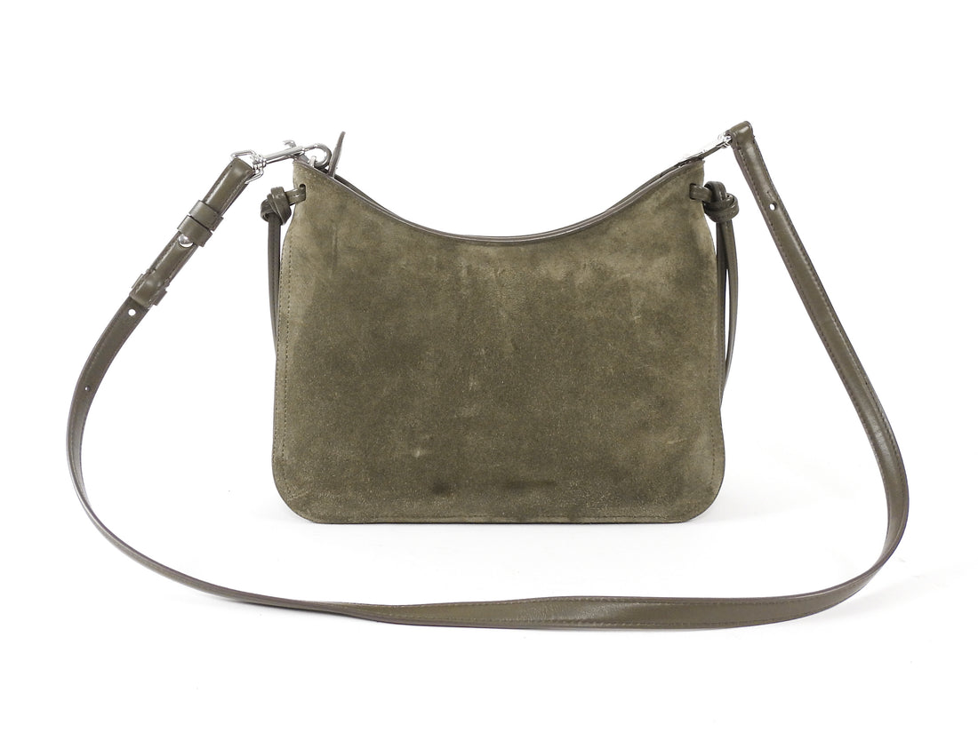 Phoebe Philo Dark Olive Green Small Gig Suede Shoulder Bag