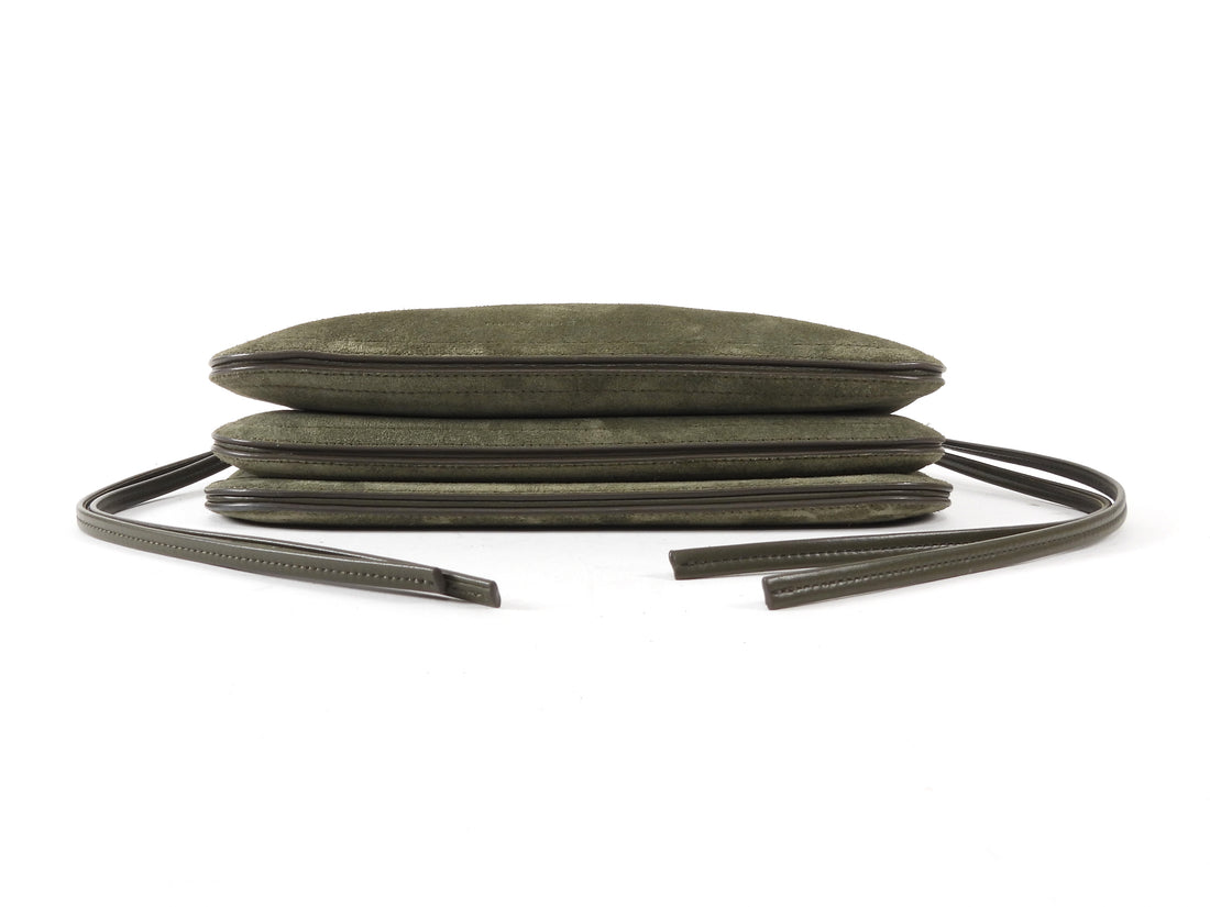 Phoebe Philo Dark Olive Green Small Gig Suede Shoulder Bag