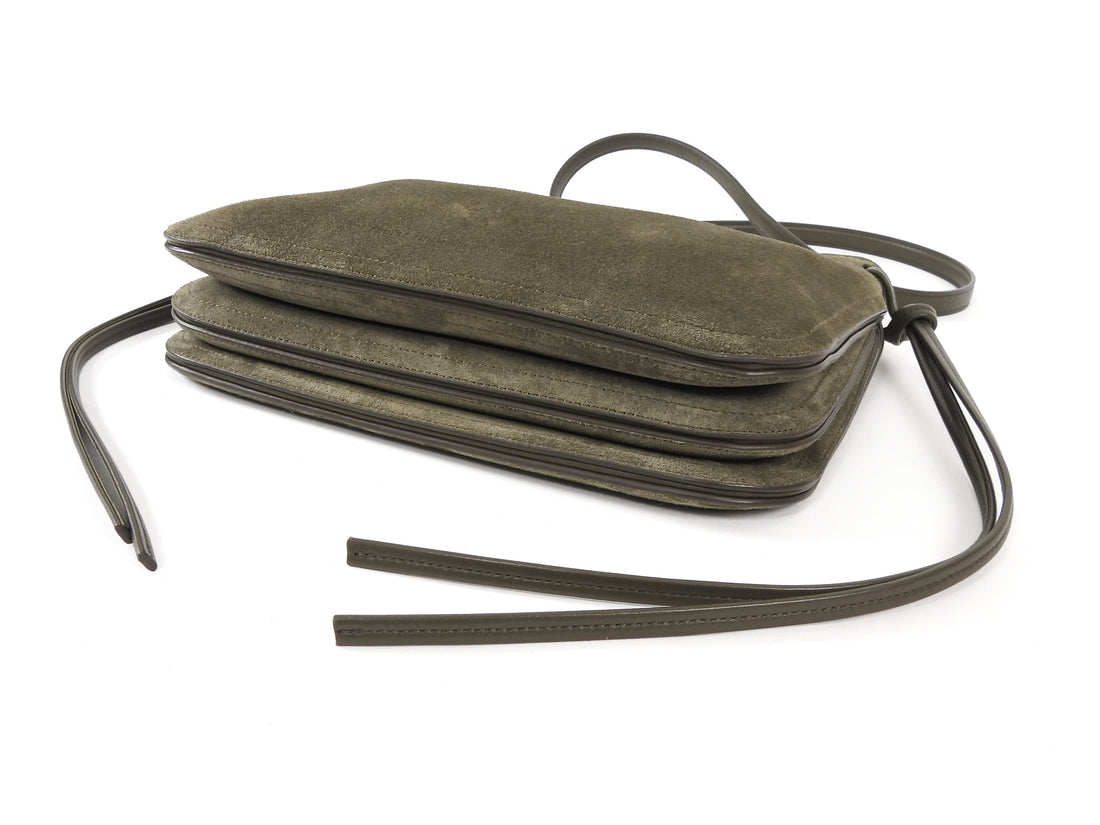 Phoebe Philo Dark Olive Green Small Gig Suede Shoulder Bag