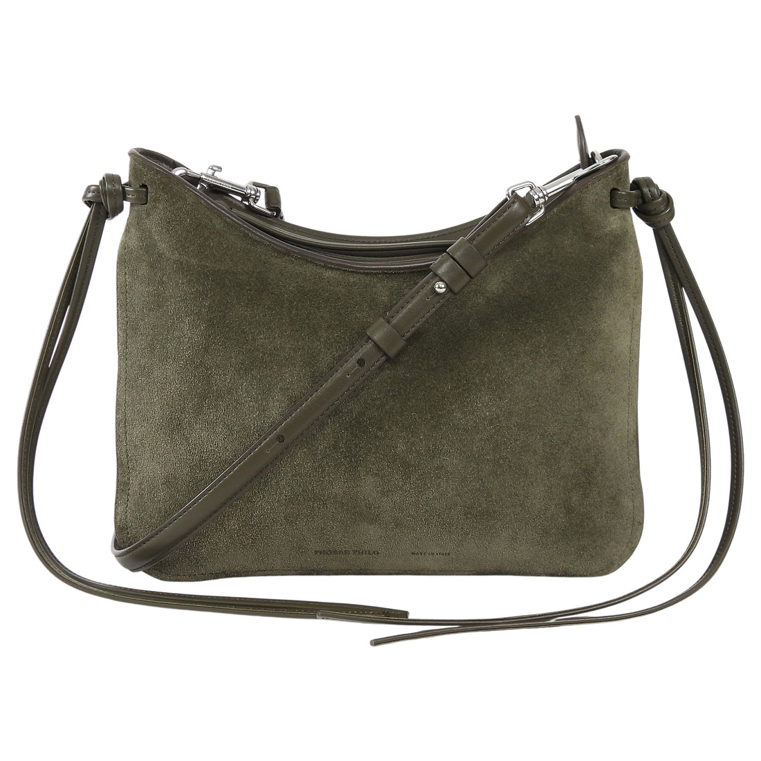 Phoebe Philo Dark Olive Green Small Gig Suede Shoulder Bag