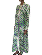 Gucci Green & Blue Silk Printed Shirt Dress - 44 / US 8