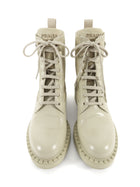 Prada Beige Re-Nylon Leather Metal Triangle Logo Combo Desert Boot - 39