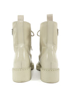 Prada Beige Re-Nylon Leather Metal Triangle Logo Combo Desert Boot - 39