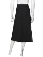 Prada Linea Rossa Black Felted Wool and Mohair Nylon Panelled A Line Midi Skirt - 42