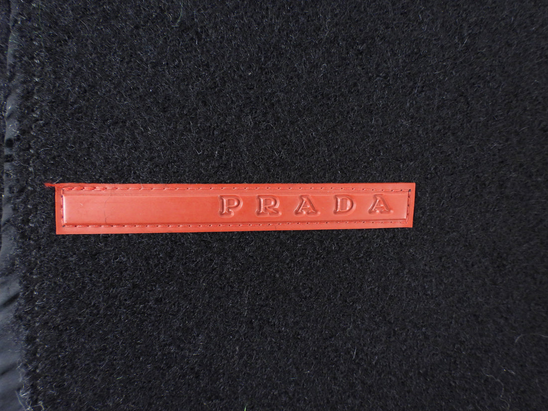 Prada Linea Rossa Black Felted Wool and Mohair Nylon Panelled A Line Midi Skirt - 42