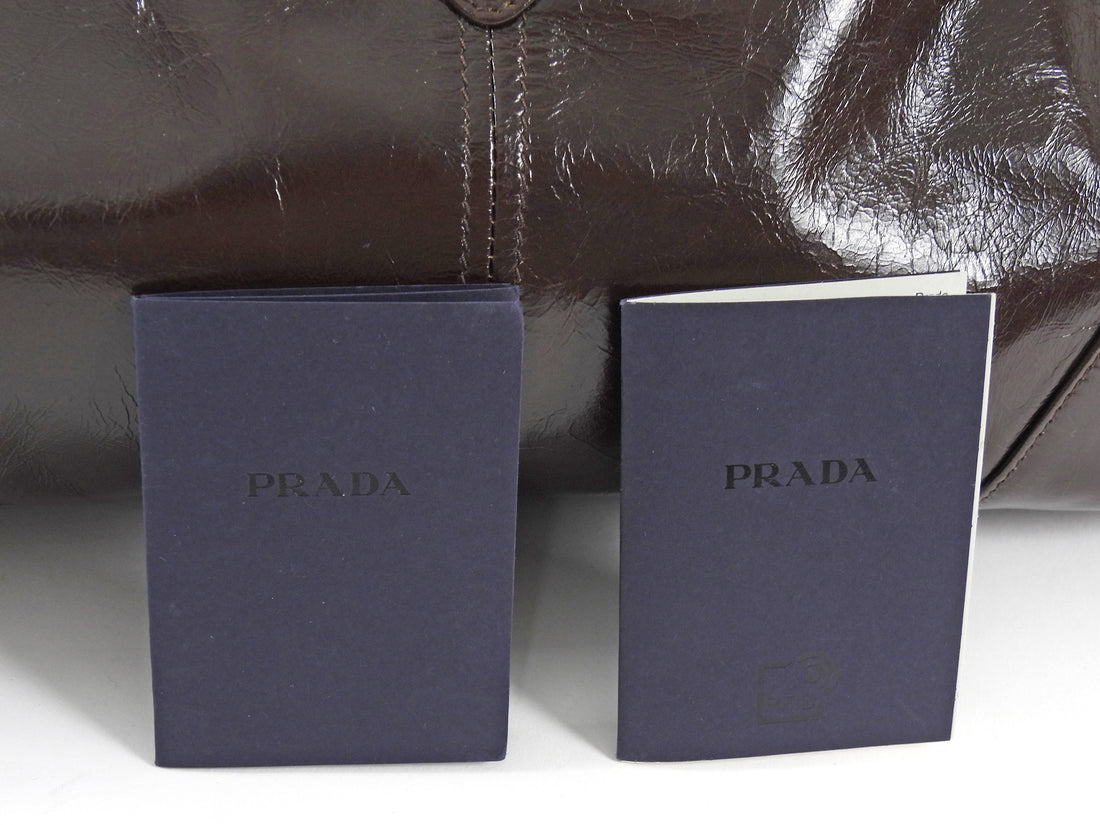Prada Brown Medium Leather Bonnie Shoulder Bag Medium