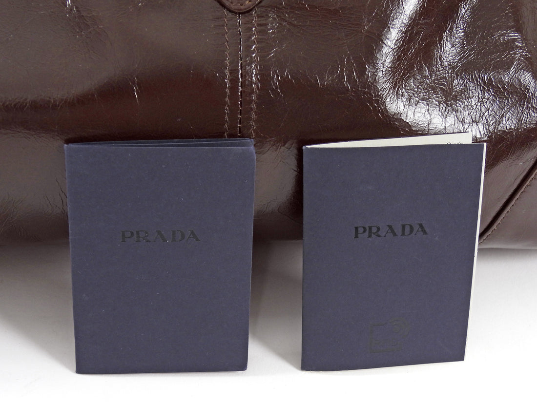 Prada Brown Medium Leather Bonnie Shoulder Bag Medium