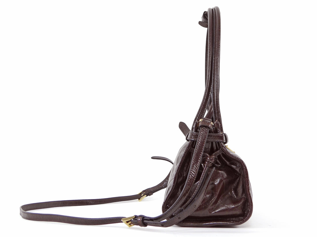 Prada Brown Medium Leather Bonnie Shoulder Bag Medium