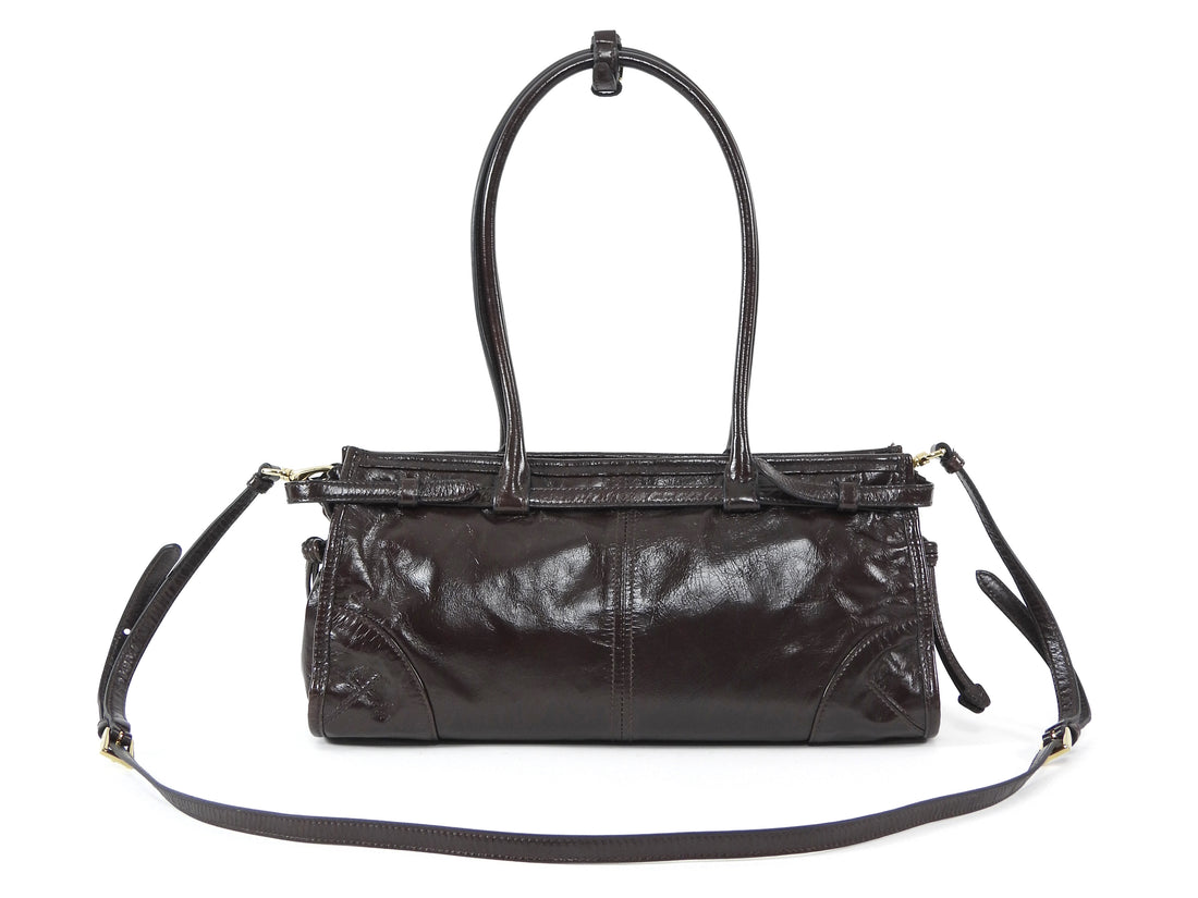 Prada Brown Medium Leather Bonnie Shoulder Bag Medium
