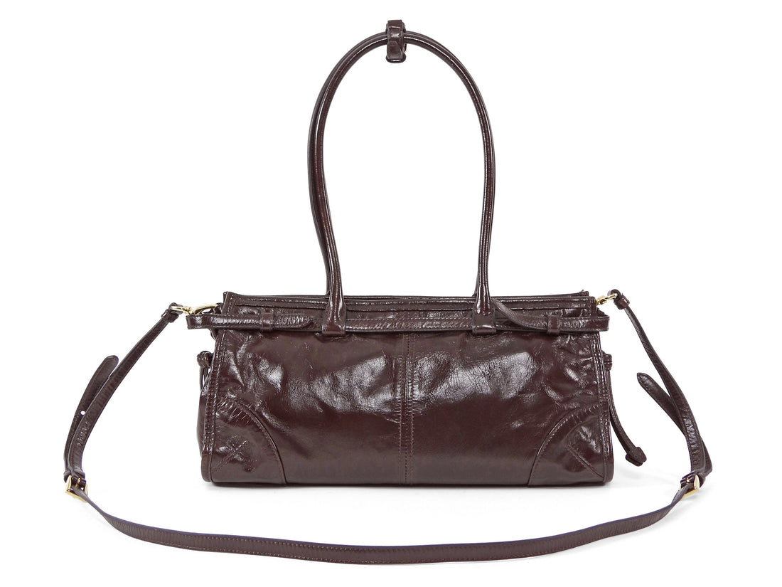 Prada Brown Medium Leather Bonnie Shoulder Bag Medium