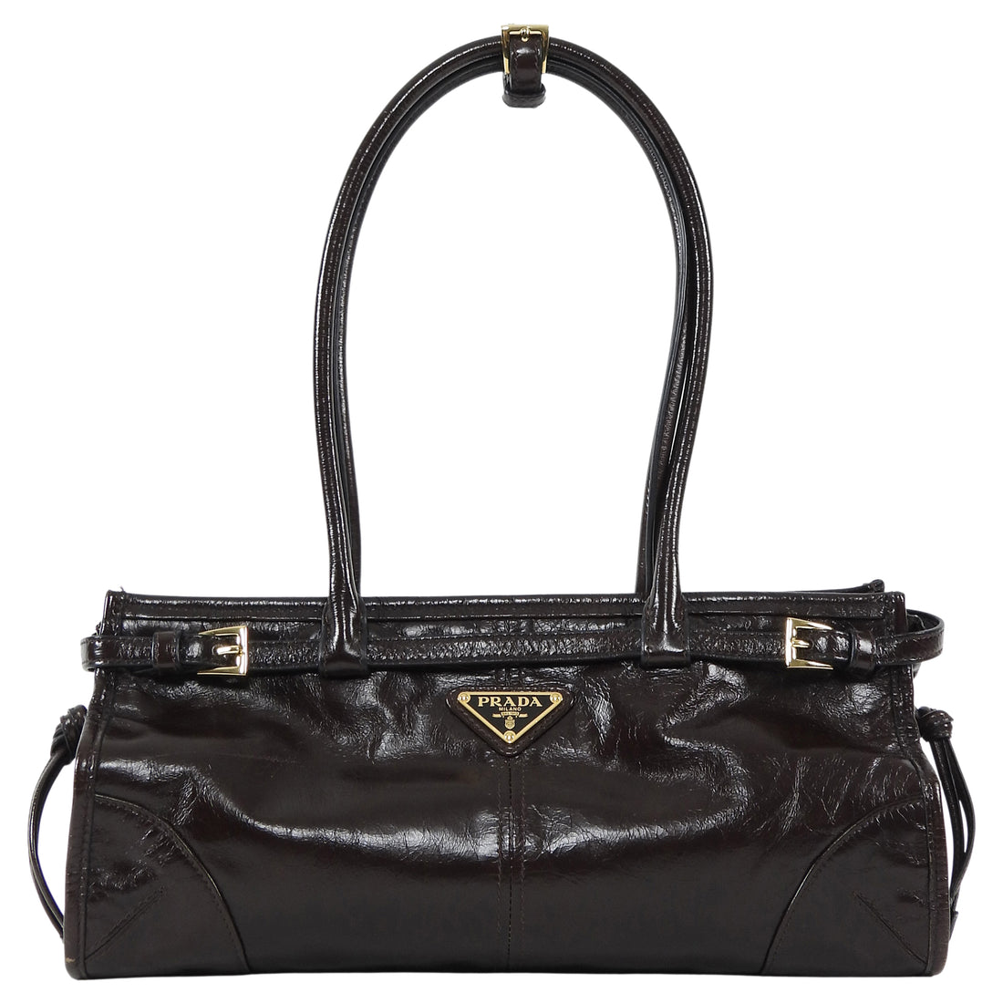 Prada Brown Medium Leather Bonnie Shoulder Bag Medium