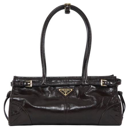 Prada Brown Medium Leather Bonnie Shoulder Bag Medium