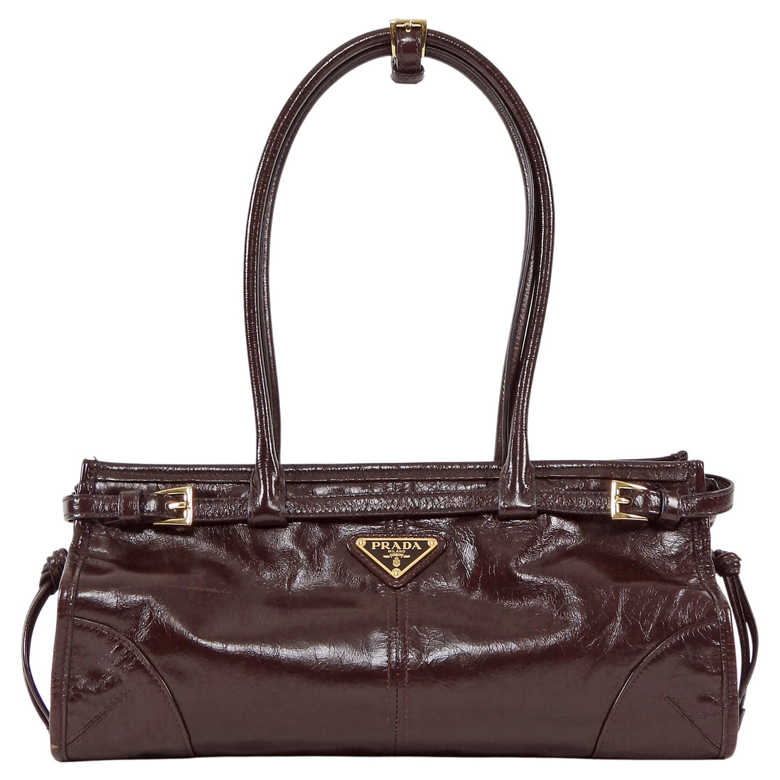 Prada Brown Medium Leather Bonnie Shoulder Bag Medium
