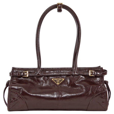 Prada Brown Medium Leather Bonnie Shoulder Bag Medium