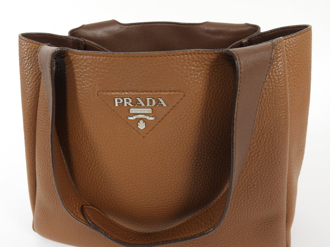 Prada Tan Brown Vitello Daino Leather Tote