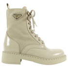Prada Beige Re-Nylon Leather Metal Triangle Logo Combo Desert Boot - 39