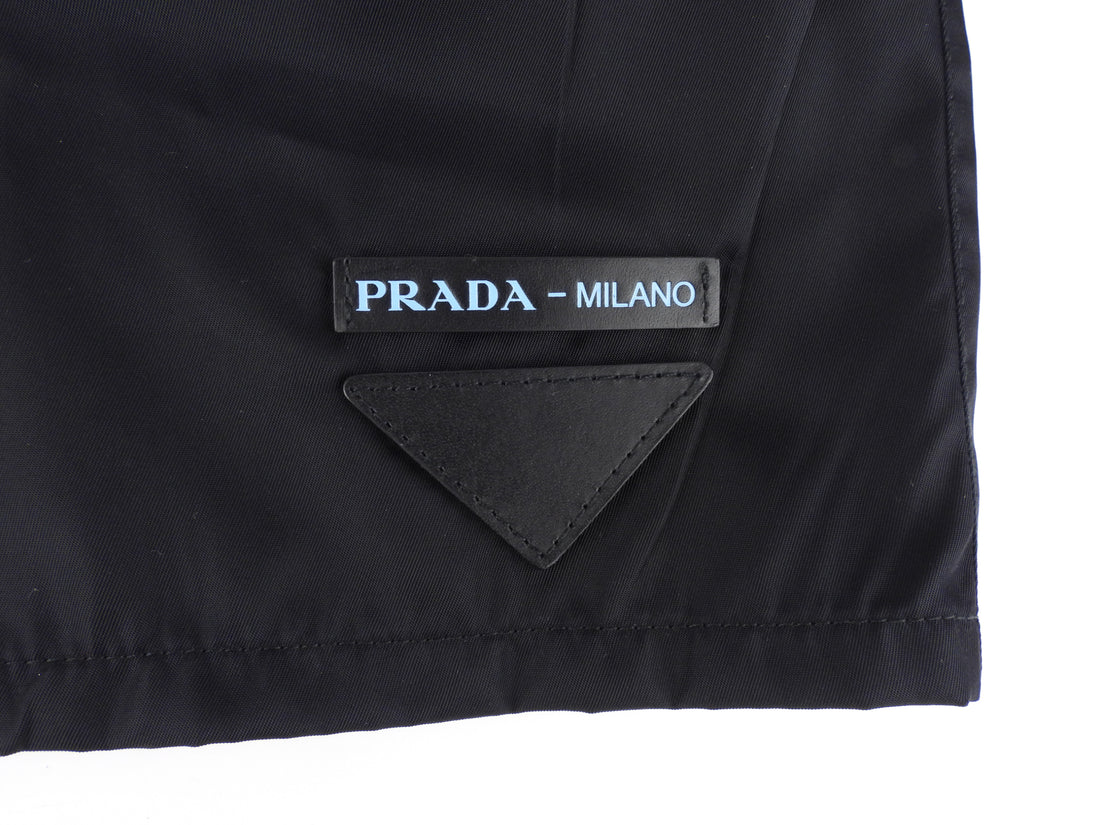 Prada Black Nylon Logo Patch Running Shorts - 40