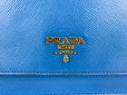 Prada Blue Saffiano Leather Mini Flap Bag