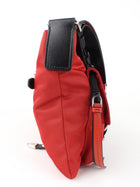 Prada Cherry Red Tessuto Nylon New Vela Studded Shoulder Bag