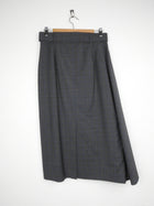 Prada Grey Check Asymmetrical Gathered Pleat Belted Midi Skirt - 44