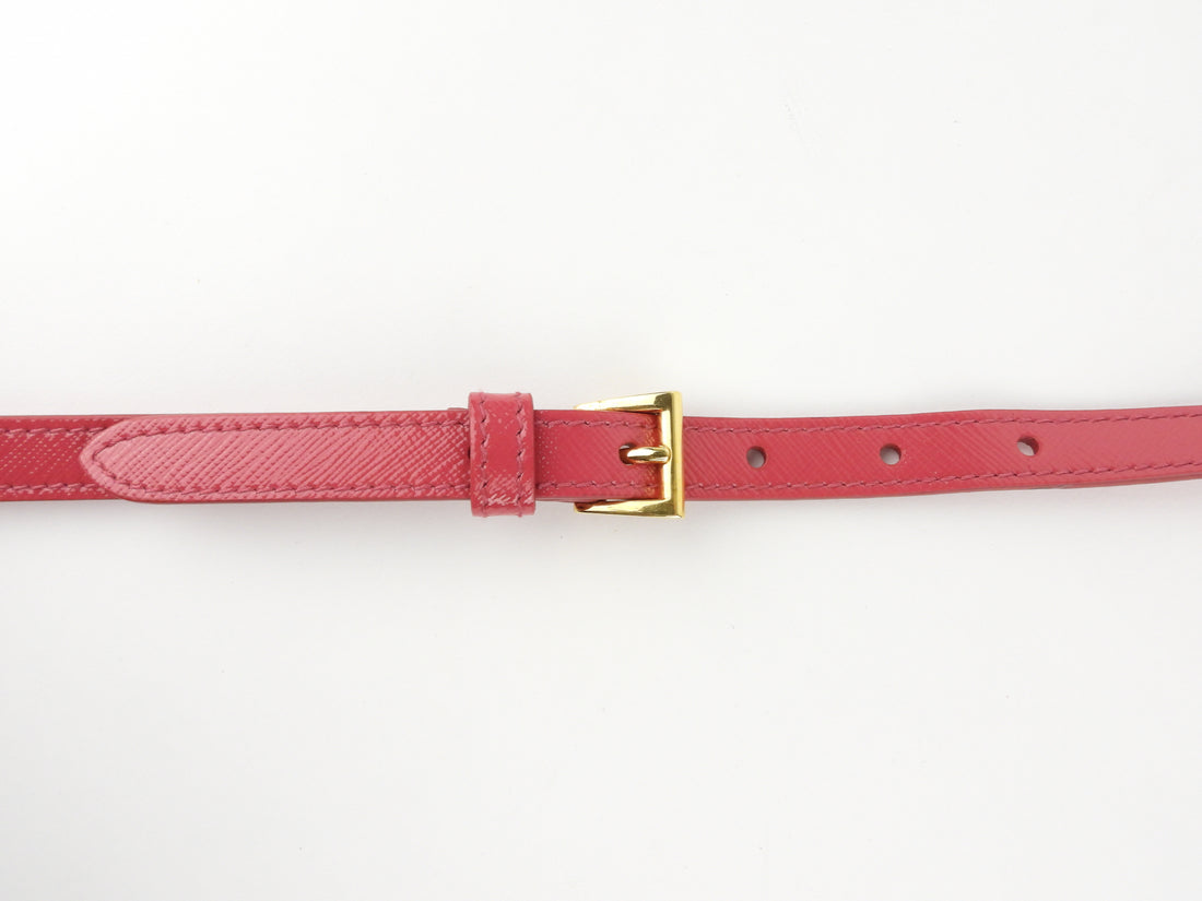 Prada Pink Glossy Electric Saffiano Leather Shoulder Strap