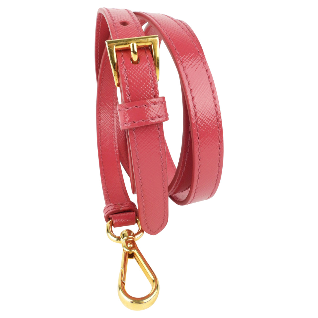 Prada Saffiano Leather And Striped Fabric Shoulder Strap in Pink