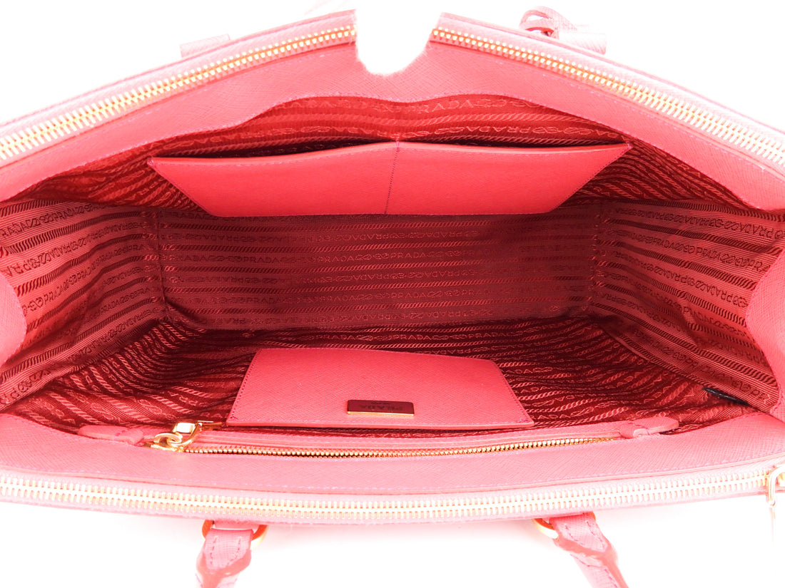 Prada Pink Saffiano Leather Large Galleria Double Zip Tote – I
