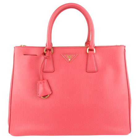 Prada Pink Saffiano Leather Large Galleria Double Zip Tote