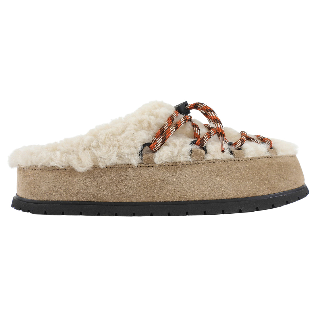 Prada Suede and Shearling Lace Up Mules - 36.5 / 37