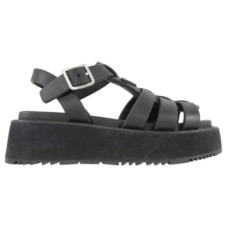 Prada Black Leather Fisherman Platform Sandals - 6/7