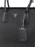 Prada Black Saffiano Leather Twin Turnlock Double Bag