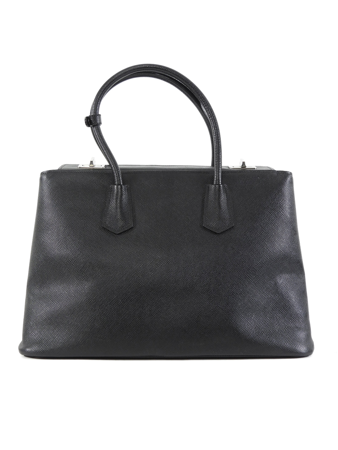 Prada Black Saffiano Leather Twin Turnlock Double Bag