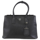 Prada Black Saffiano Leather Twin Turnlock Double Bag
