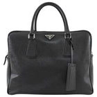 Prada Black Saffiano Leather Triangle Logo Briefcase