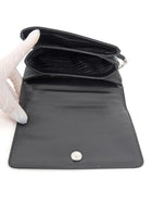 Prada Black Saffiano Leather and Nylon Tessuto Small Chain Bag