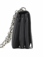 Prada Black Saffiano Leather and Nylon Tessuto Small Chain Bag