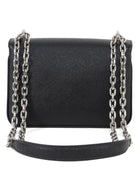 Prada Black Saffiano Leather and Nylon Tessuto Small Chain Bag