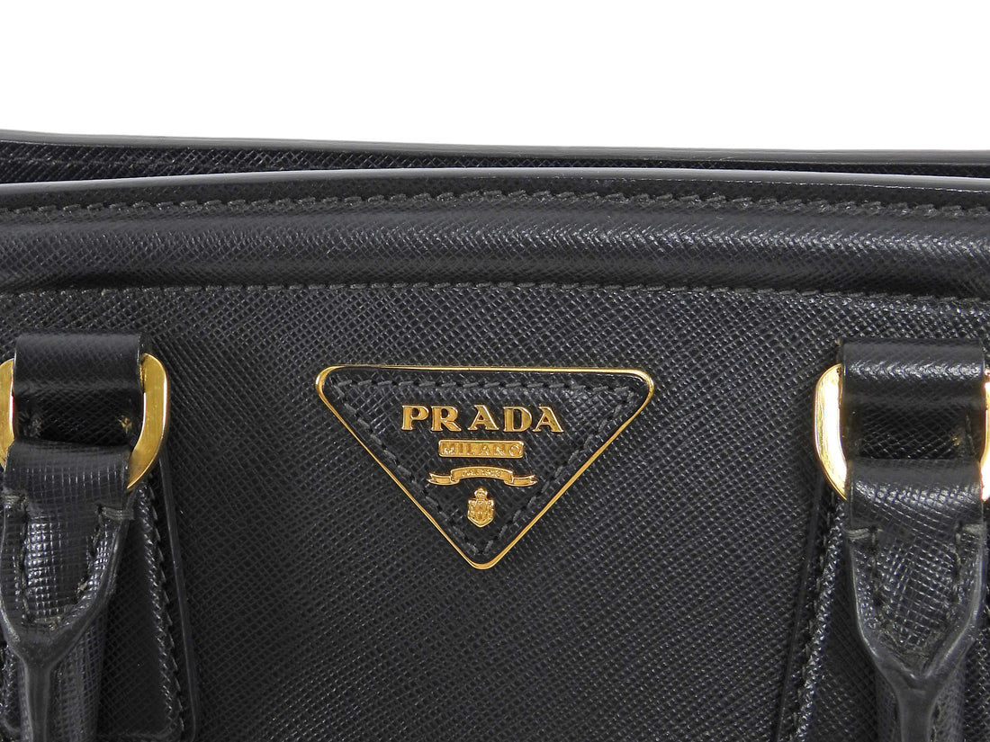Prada Black Saffiano Leather Top Handle Tote Bag