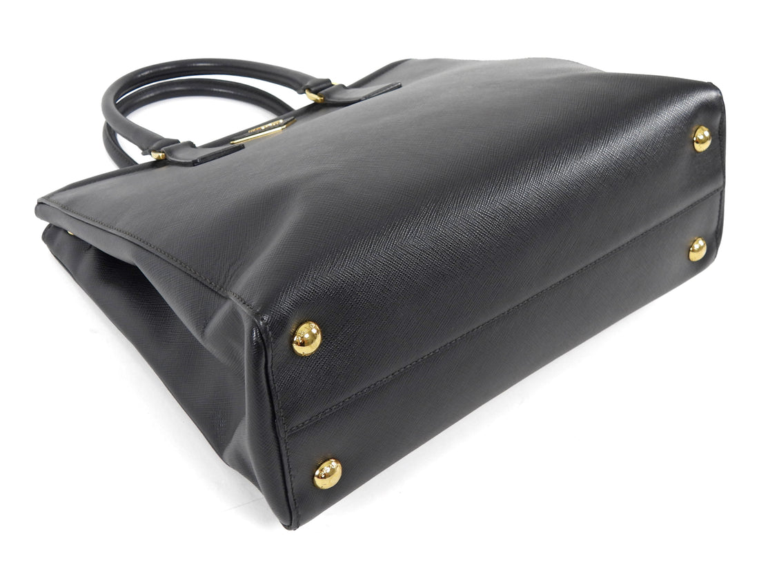 Prada Black Saffiano Leather Top Handle Tote Bag