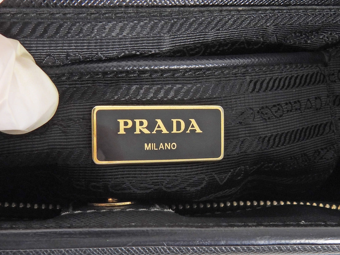 Prada Black Saffiano Leather Top Handle Tote Bag