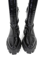 Prada Black Patent Over The Knee Flat Monolith Boots - 37