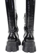 Prada Black Patent Over The Knee Flat Monolith Boots - 37