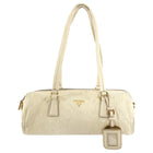 Prada Vintage Beige East West Aged Leather Barrel Bag