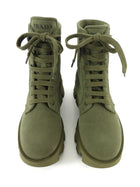 Prada Army Green Denim Canvas Combat Boots - 36