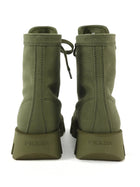 Prada Army Green Denim Canvas Combat Boots - 36