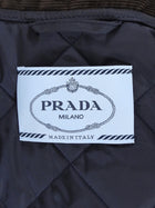 Prada Re-Nylon Navy and Brown Corduroy Padded Snap Field Jacket - IT 42 / 6