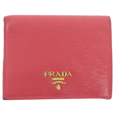 Prada Pink Saffiano Leather Bifold Compact Wallet